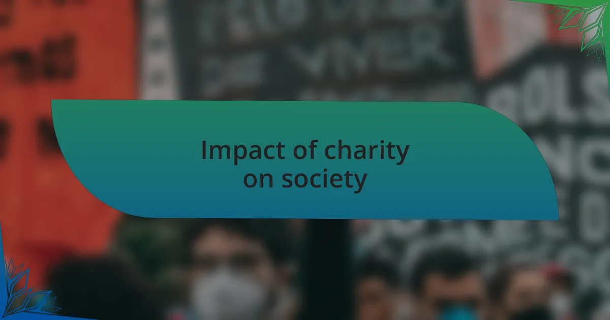 Impact of charity on society