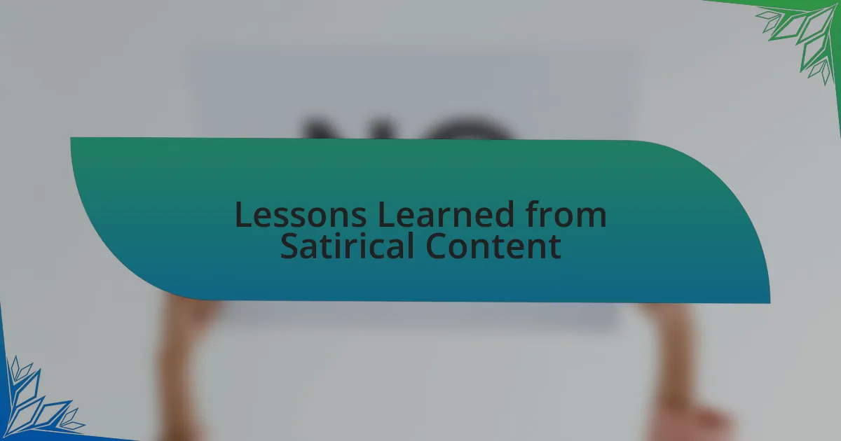 Lessons Learned from Satirical Content