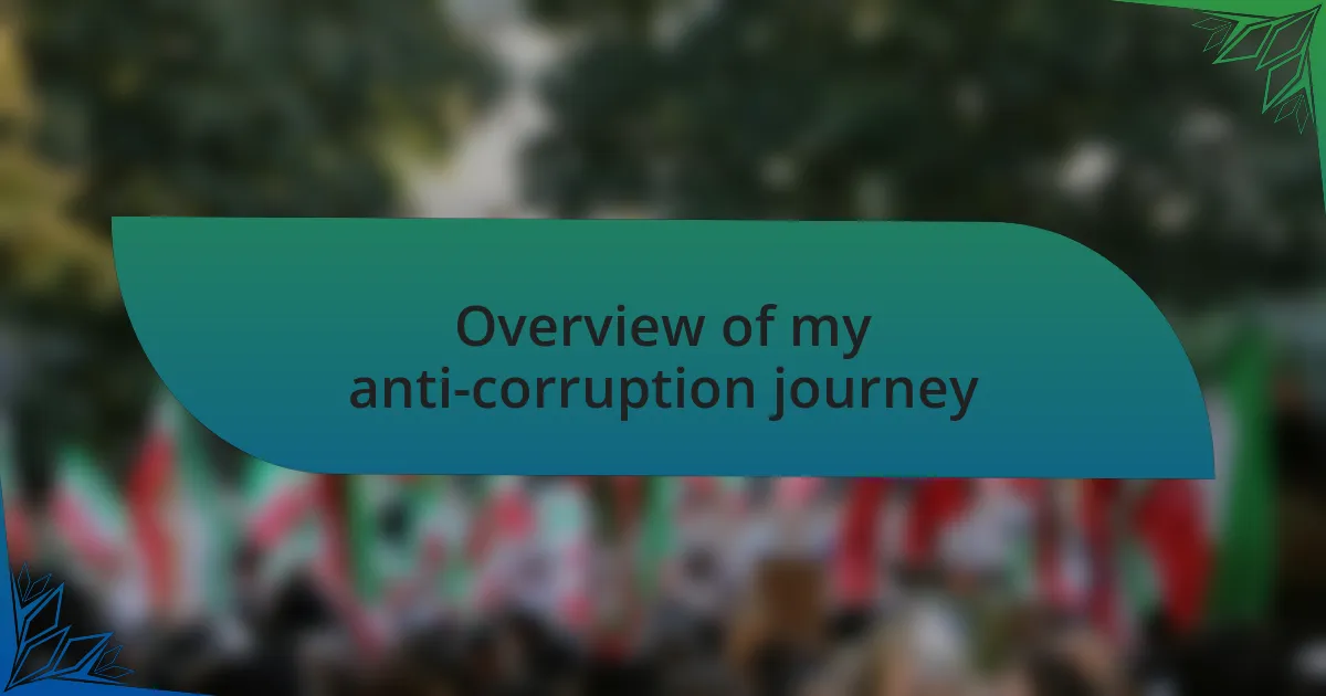 Overview of my anti-corruption journey