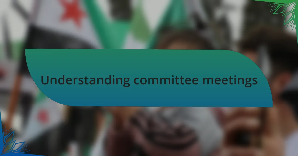 Understanding committee meetings