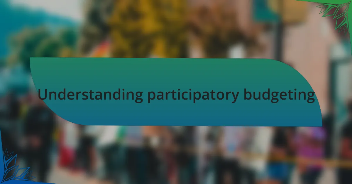 Understanding participatory budgeting