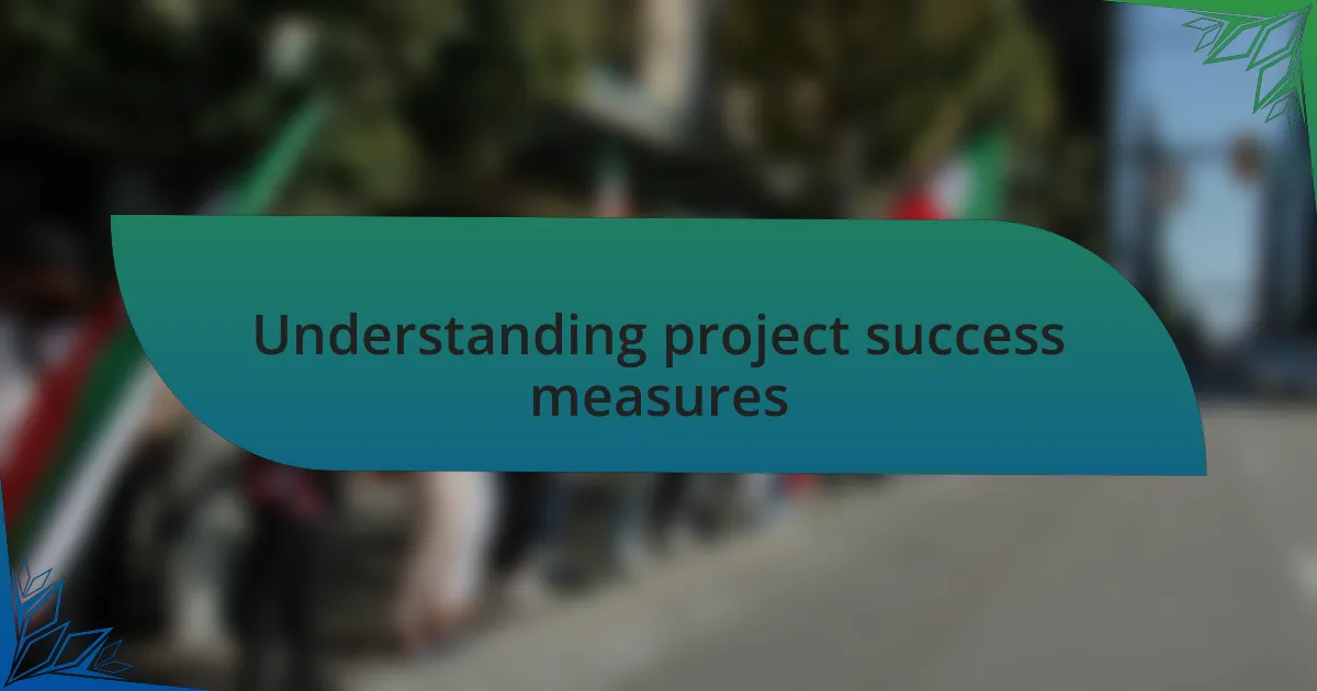 Understanding project success measures